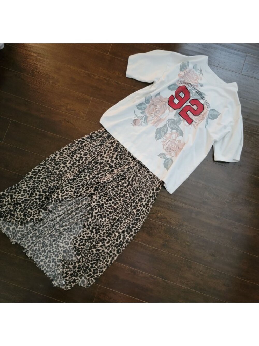 NEW Anthropologie Maeve Oversized Twofer Graphic T Shirt Dress Womens XL Leopard - Picture 2 of 7